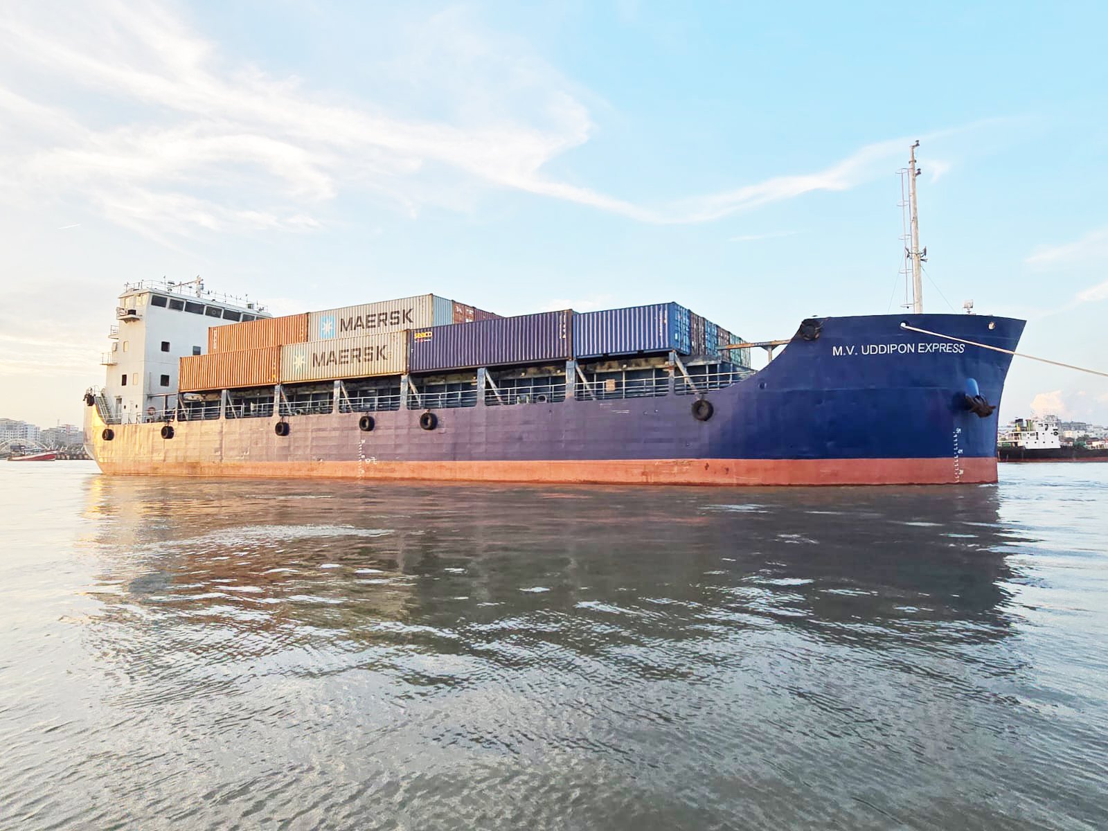 Container vessel at sea